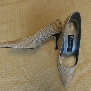Etienne Aigner snakeskin leather heels.